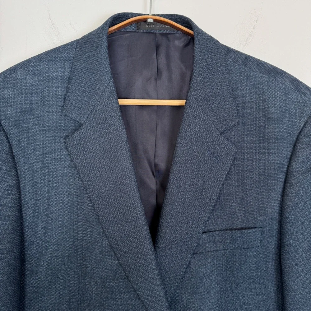 Lauren‎ Ralph Lauren Mens 42R Blue Textured Two Button Blazer Sport Coat Jacket